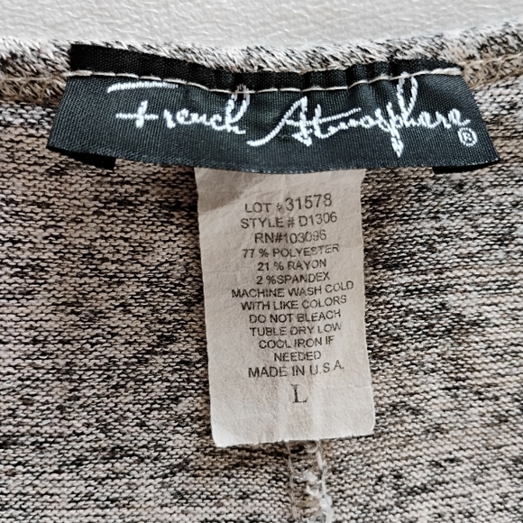 Women's French Atmosphere White & Grey Heathered Flowy Lightweight Knit Sweater - Picture 12 of 14